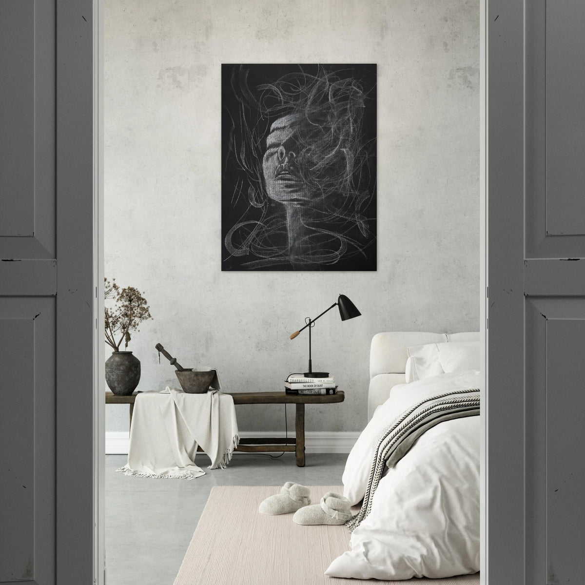 Expressive charcoal artwork titled when the mind breaks free by chaos line studios, capturing a moment of emotional release through dramatic lines and contrast