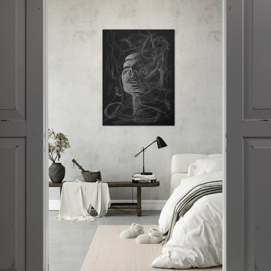Expressive charcoal artwork titled when the mind breaks free by chaos line studios, capturing a moment of emotional release through dramatic lines and contrast